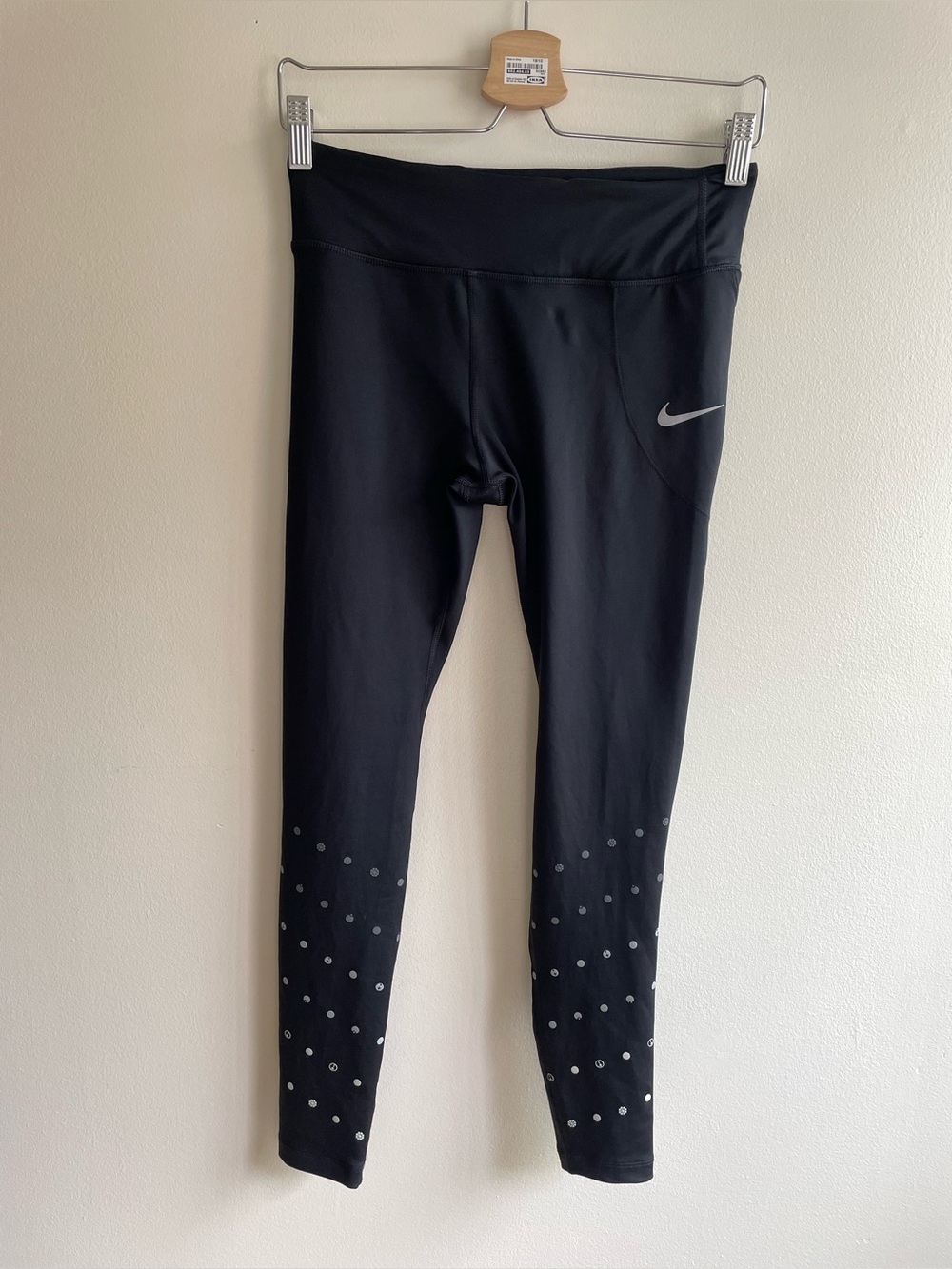 Nike Dri-FIT Black Reflective Running Leggings High Rise Size M